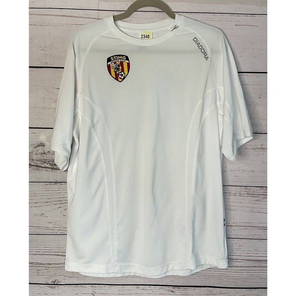 Diadora 10  White Sting Club Italy Soccer‎ Jersey T-Shirt Men M Macau Polyester